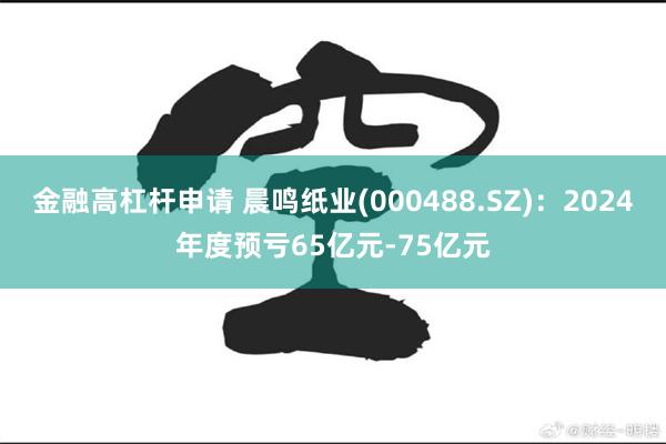 金融高杠杆申请 晨鸣纸业(000488.SZ)：2024年度预亏65亿元-75亿元